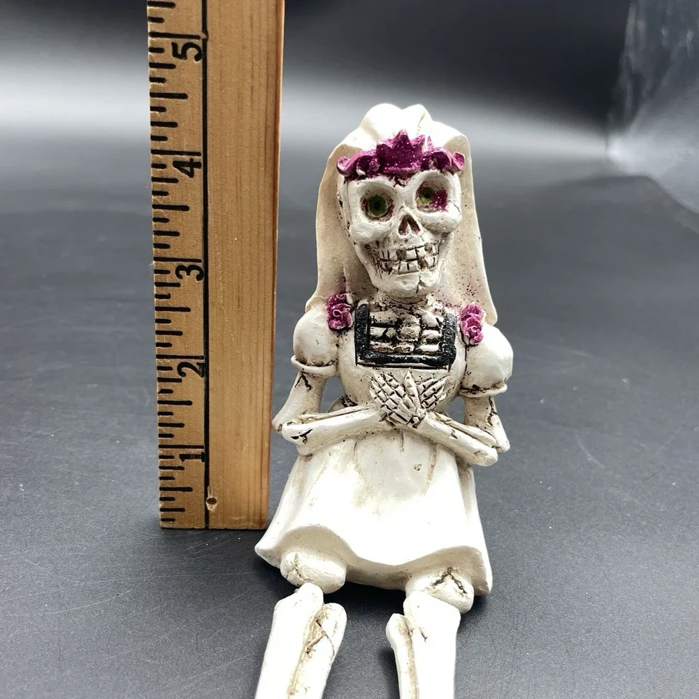 Halloween Skeleton Bride Shelf Sitter Dangling Legs Day of the Dead Decor
